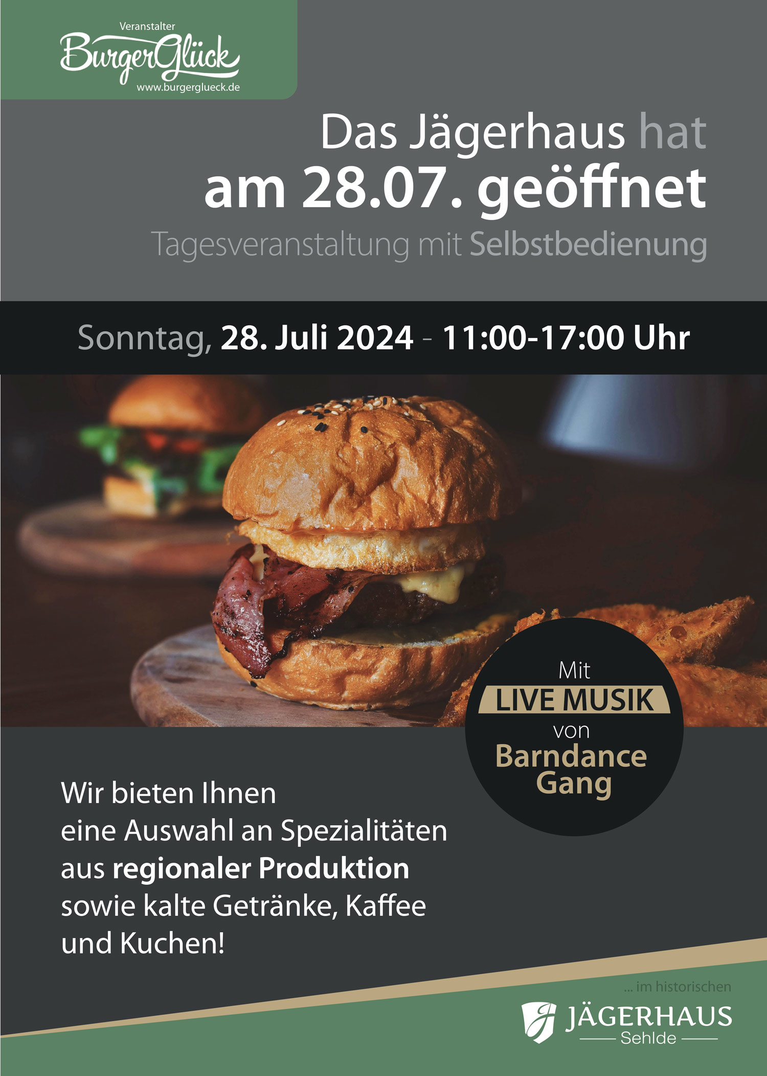 Jägerhaus am 28.07. geöffnet – LIVE Musik – Barndance Gang
